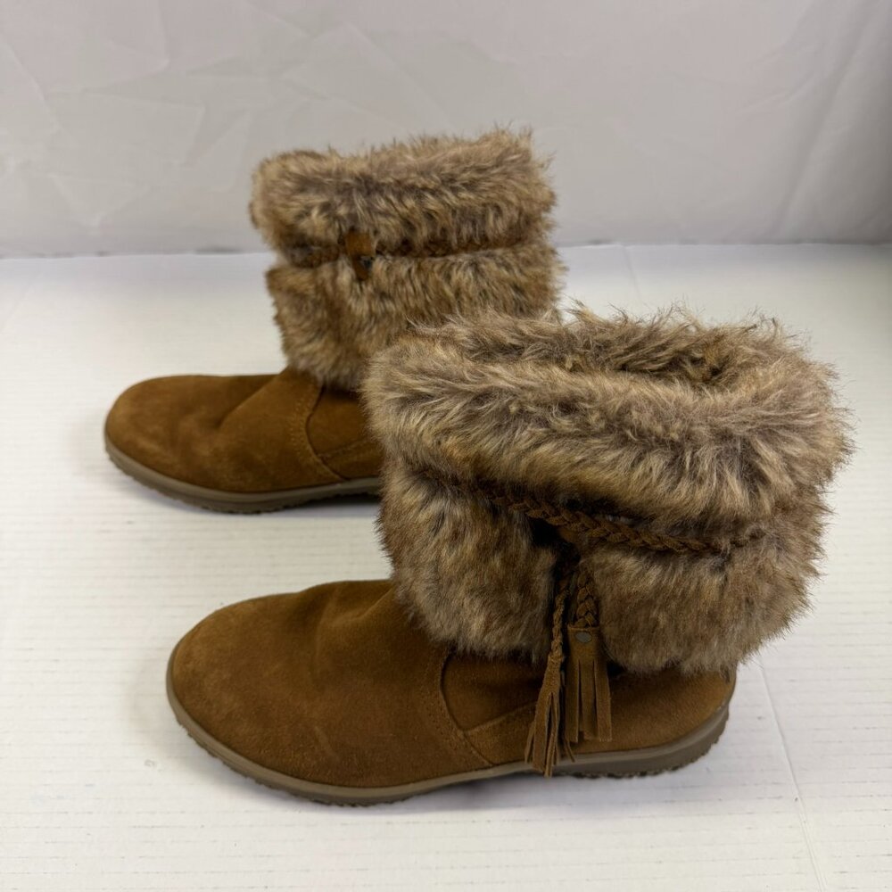 Minnetonka Everett Dusty Brown Womens Boots Size 7M Faux Fur 80083